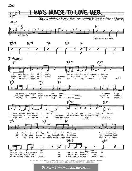 I Was Made to Love Her (Stevie Wonder): Melody line by Henry Cosby, Lula Mae Hardaway, Sylvia Moy