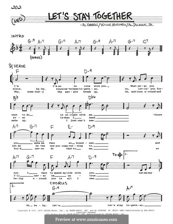 Let's Stay Together: Melody line by Willie Mitchell, Al Jackson Jr.