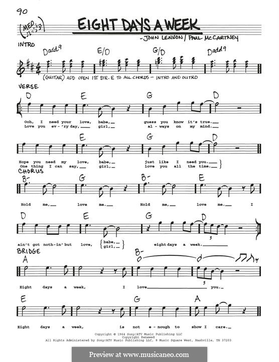 Eight Days a Week (The Beatles): Melody line by John Lennon, Paul McCartney