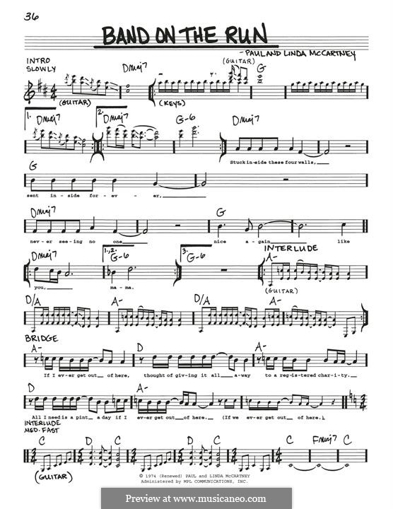 Band on the Run (Wings): Melody line by Linda McCartney, Paul McCartney