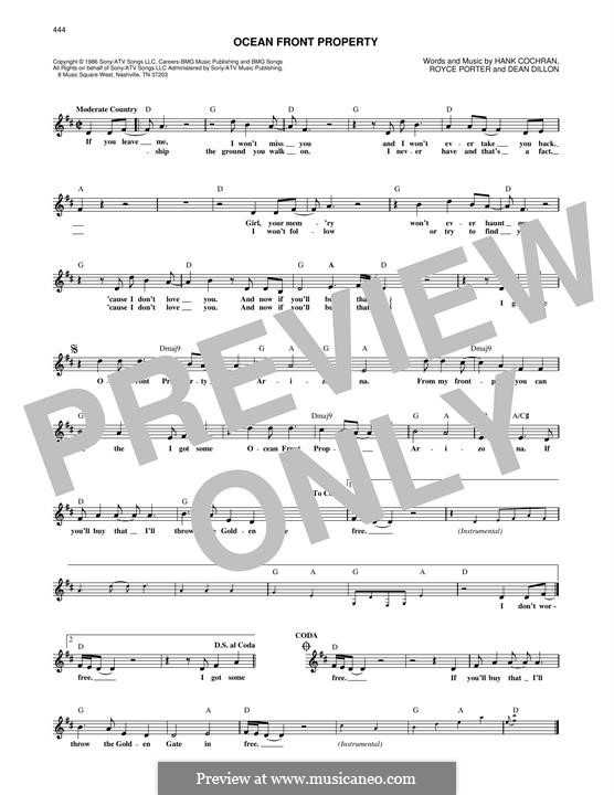 Ocean Front Property Strait) by D. Dillon, H. Cochran, R. Porter on MusicaNeo