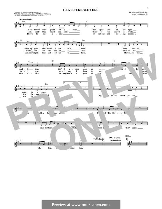 I Loved 'Em Every One: For keyboard by Phil Sampson