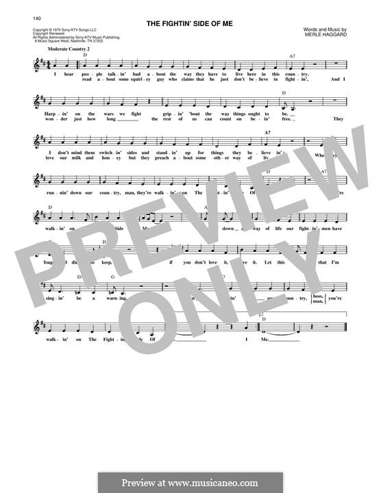 The Fightin' Side of Me: For keyboard by Merle Haggard
