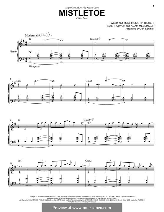 Mistletoe: For piano (The Piano Guys) by Adam Messinger, Justin Bieber, Nasri Atweh