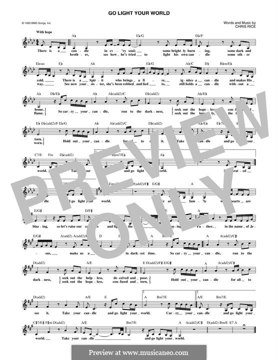 Go Light Your World by C. Rice - sheet music on MusicaNeo