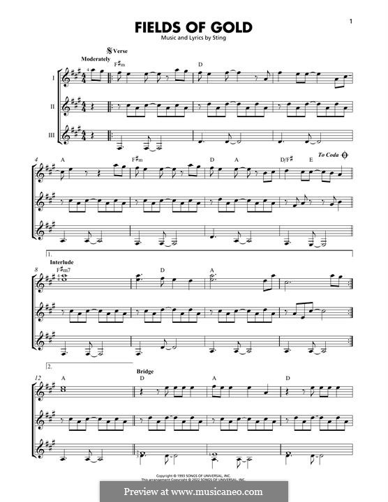 Fields of Gold: For guitar by Sting