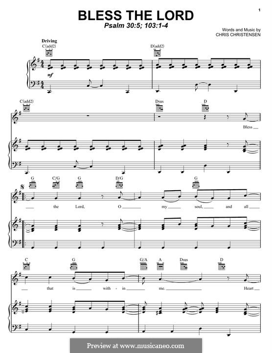 Bless The Lord by C. Christensen - sheet music on MusicaNeo