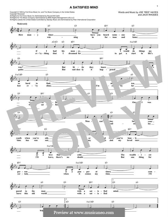 A Satisfied Mind: For keyboard by Jack Rhodes, Red Hayes