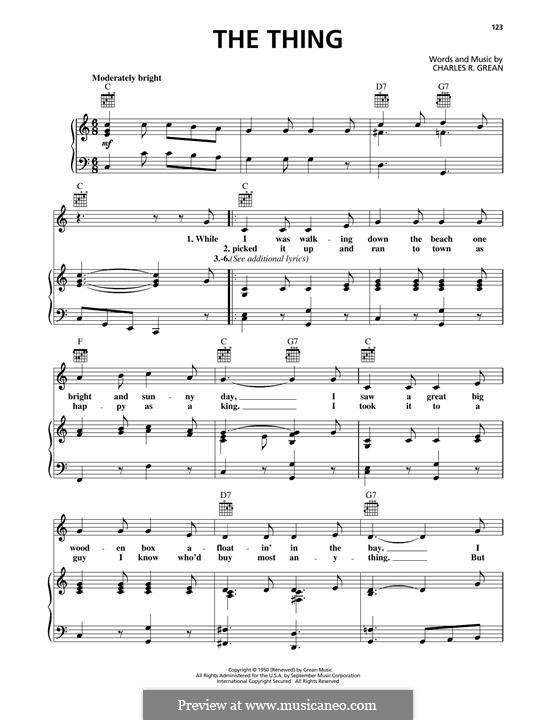 The Thing: For voice and piano (or guitar) by Charles R. Grean