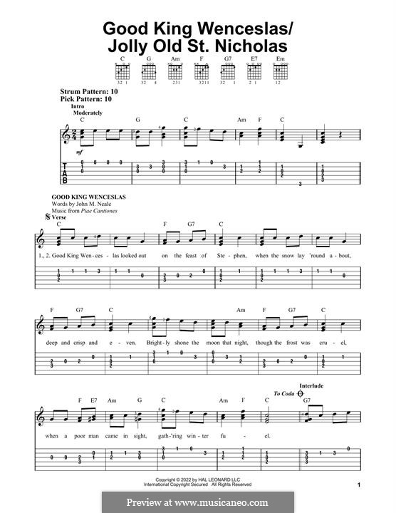 Good King Wenceslas / Jolly Old Saint Nicholas: For guitar with tab by folklore