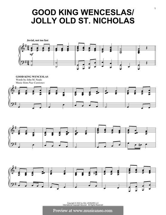 Good King Wenceslas / Jolly Old Saint Nicholas: For piano by folklore