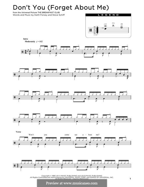 Don't You (Forget About Me): Drum set by Keith Forsey, Steve Schiff