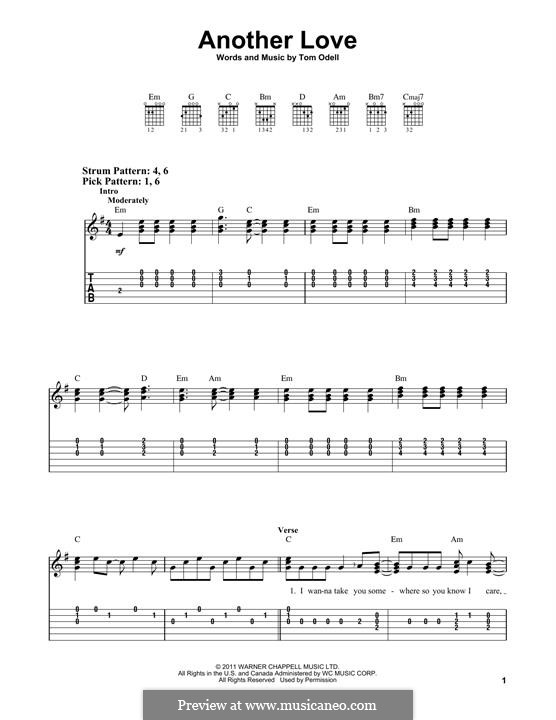 Another Love Sheet Music, Tom Odell