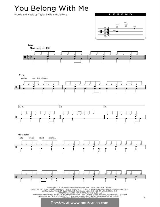 You Belong with Me (Taylor Swift): Drum set by Liz Rose