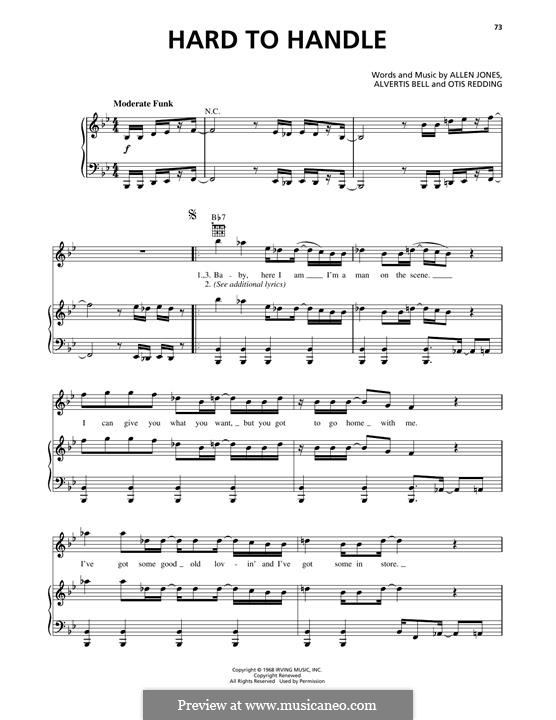 Hard to Handle (The Black Crowes): For voice and piano (or guitar) by Allen Jones, Alvertis Isbell, Otis Redding