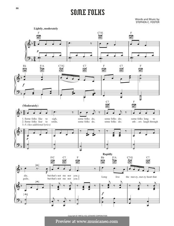 Some Folks: For voice and piano (or guitar) by Stephen Collins Foster