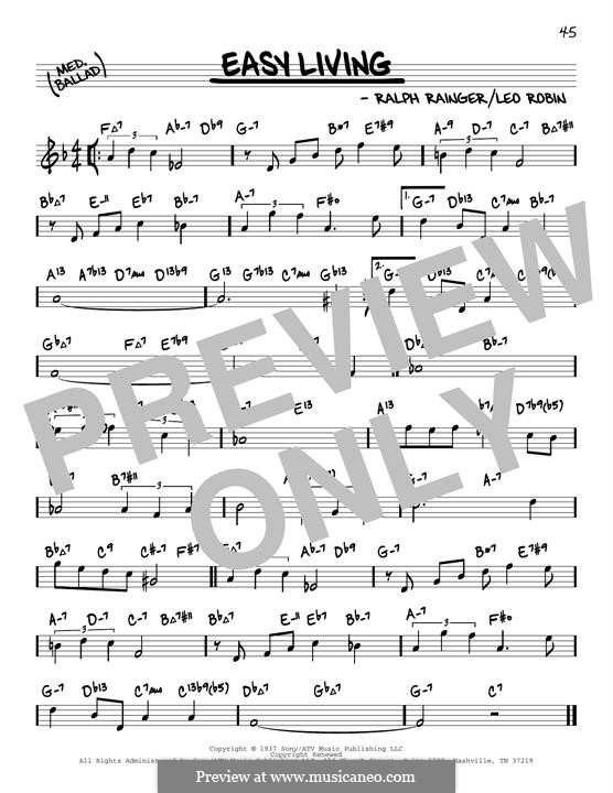 Easy Living (Billie Holiday): Melody line by Leo Robin, Ralph Rainger