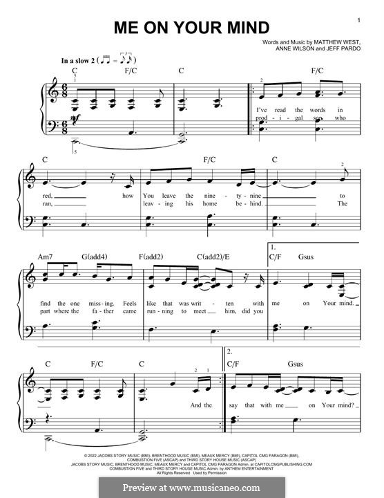 Me on your mind matthew west by j pardo sheet music on musicaneo