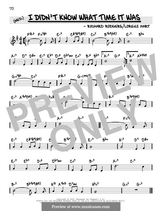 I didn't Know What Time it Was: Melody line by Richard Rodgers