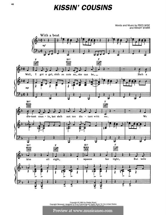 Kissin' Cousins (Elvis Presley): For voice and piano (or guitar) by Fred Wise, Randy Starr