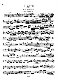 Sonata in B Flat Major: For cello and piano – cello part by Joseph Bonaventure Tillière