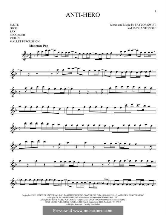 Anti-Hero (Taylor Swift): For flute by Jack Antonoff
