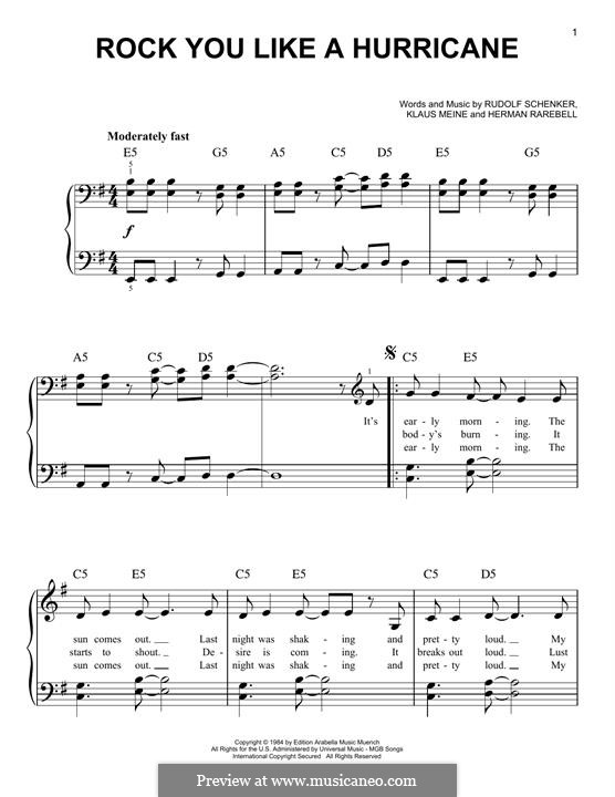 Rock You Like A Hurricane (Scorpions): For piano by Herman Rarebell, Klaus Meine, Rudolf Schenker