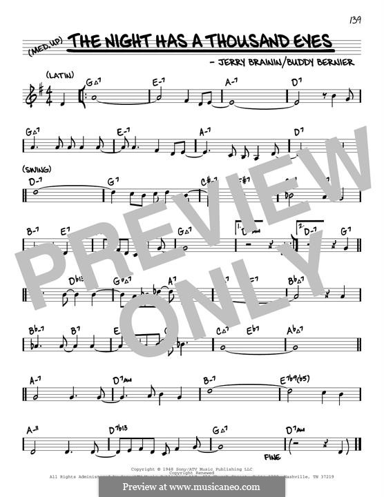The Night Has a Thousand Eyes (Buddy Bernier): Melody line by Jerry Brainin