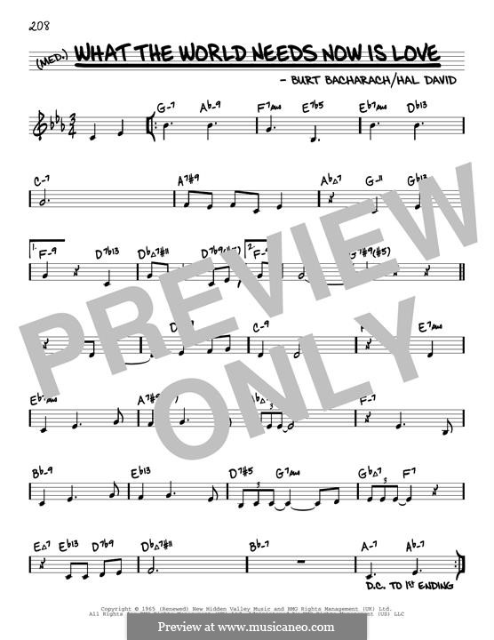 What the World Needs Now Is Love: Melody line by Burt Bacharach