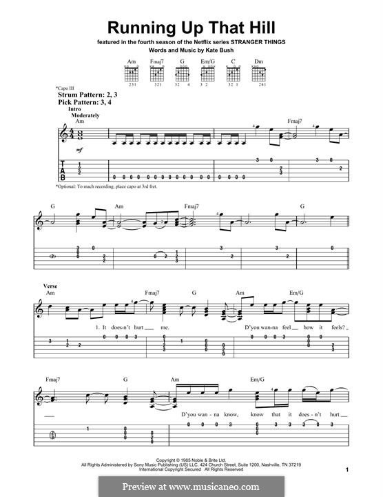 Running Up That Hill: For guitar with tab by Kate Bush