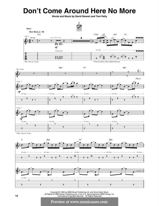 Don't Come Around Here No More (Tom Petty and The Heartbreakers): For guitar by David A. Stewart