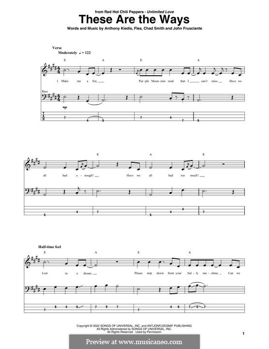 These Are The Ways (Red Hot Chili Peppers): For bass guitar with tab by Flea, Anthony Kiedis, Chad Smith, John Frusciante