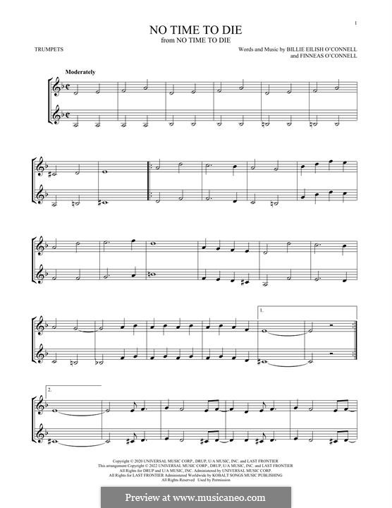 No Time To Die (Billie Eilish): For two trumpets by Finneas O'Connell, Billie Eilish