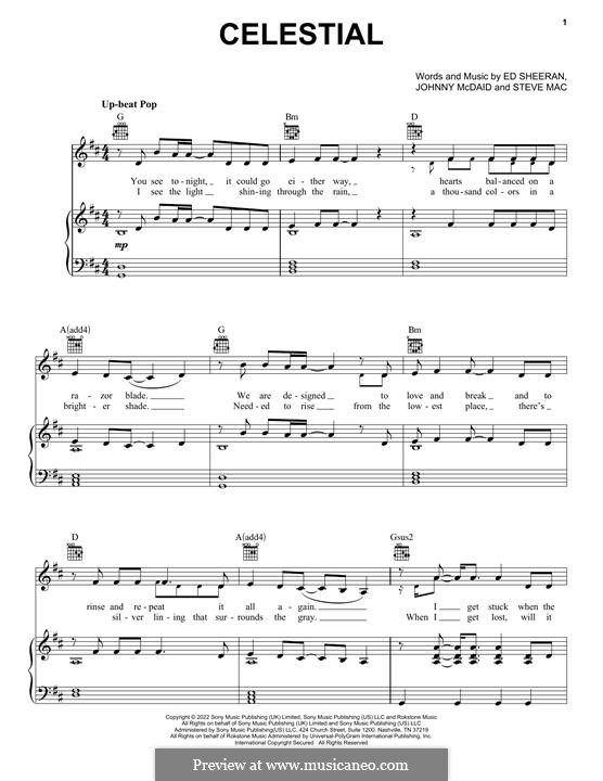 Celestial: For voice and piano (or guitar) by Ed Sheeran