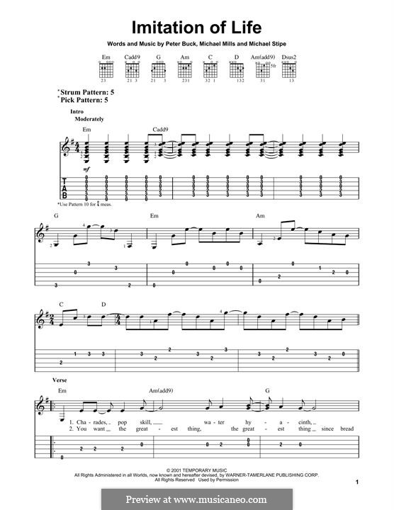 Imitation of Life (R.E.M.): For guitar with tab by Mike Mills, Michael Stipe, Peter Buck
