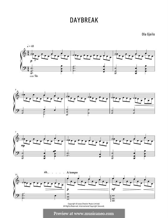Daybreak by O. Gjeilo sheet music on MusicaNeo