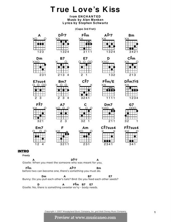 True Love's Kiss (from Enchanted) : Lyrics and guitar chords by Alan Menken