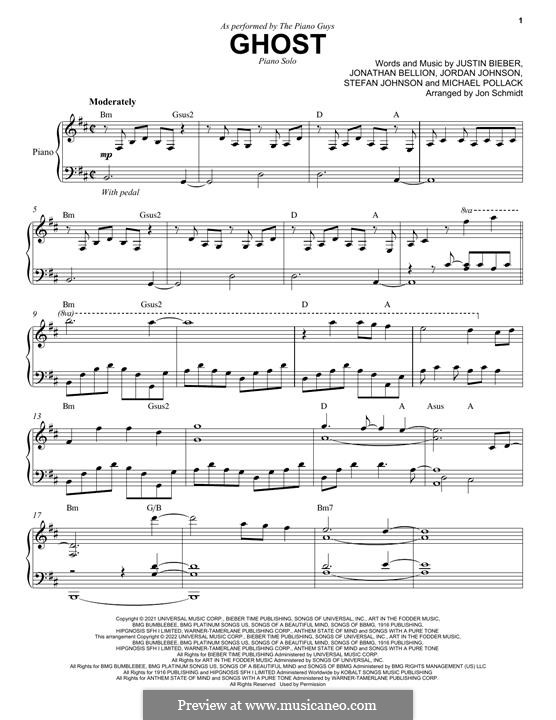 Ghost Sheet Music by Justin Bieber for Guitar