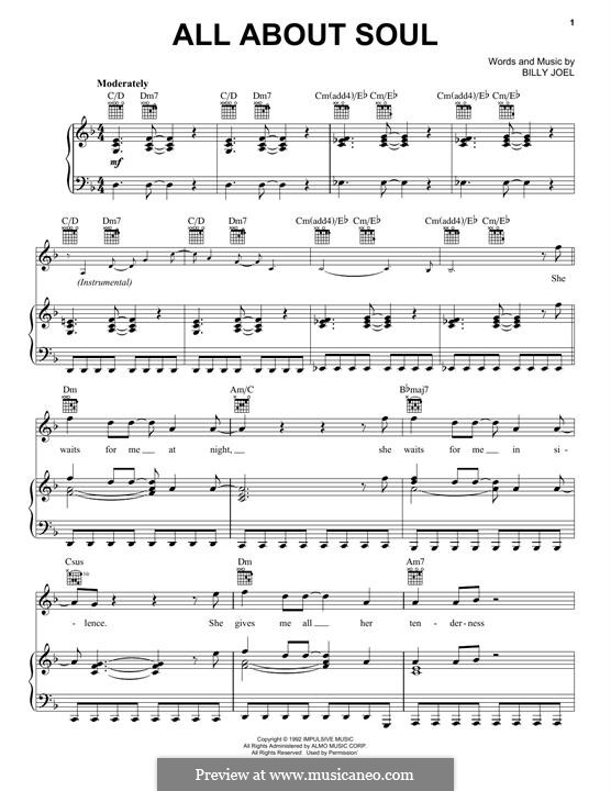 All About Soul: For voice and piano (or guitar) by Billy Joel