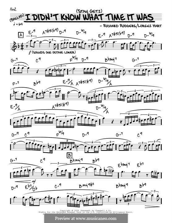 I didn't Know What Time it Was: Melody line by Richard Rodgers