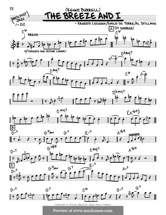 The Breeze and I: Melody line by Ernesto Lecuona
