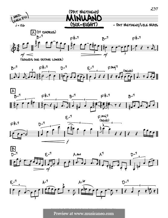 Minuano (Six-Eight) by L. Mays, P. Metheny - sheet music on MusicaNeo