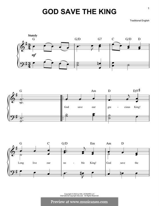 God Save the King: For easy piano by folklore