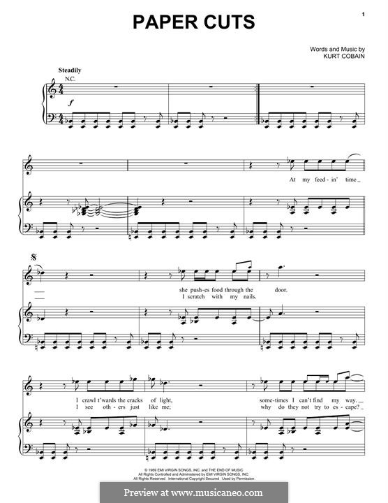 Paper Cuts (Nirvana) by K. Cobain sheet music on MusicaNeo
