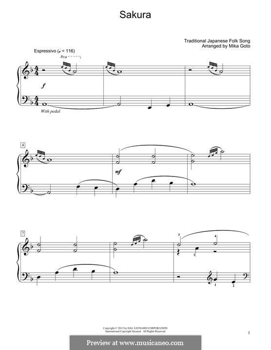 Sakura (Cherry Blossom): For piano by folklore