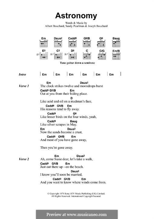 Astronomy: Lyrics and guitar chords (Metallica) by Albert Bouchard, Joseph Bouchard, Sandy Pearlman