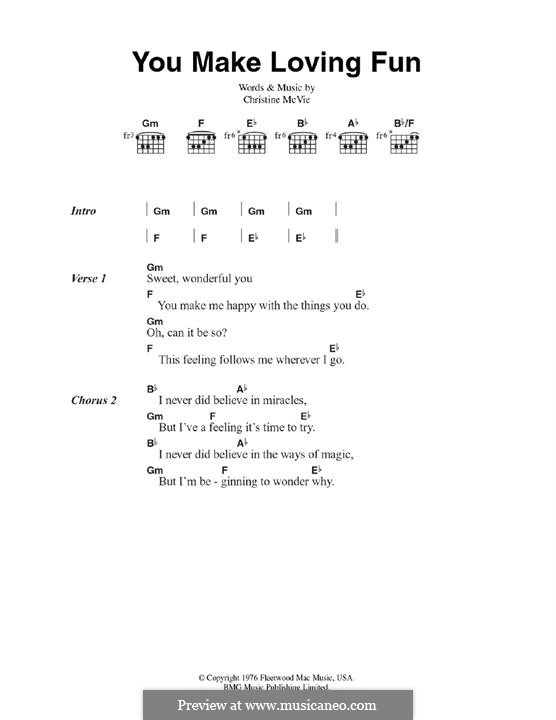 You Make Loving Fun (Fleetwood Mac): Lyrics and guitar chords by Christine McVie