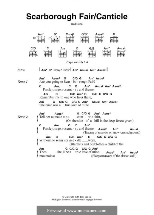 Scarborough Fair / Canticle by folklore - sheet music on MusicaNeo