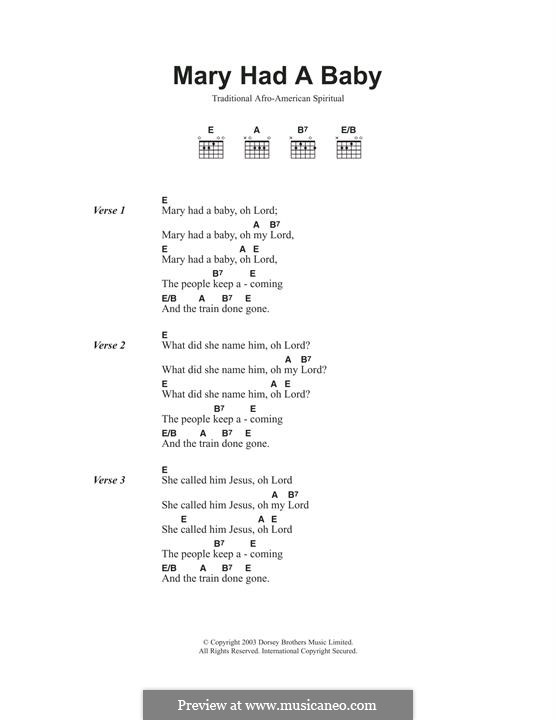 Mary Had a Baby: For guitar with tab by folklore