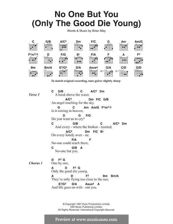 No One But You (Only The Good Die Young): Lyrics and guitar chords by Brian May